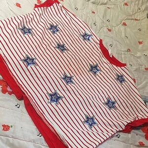 Vintage inspired Fantastic Fawn Red and White Striped Tee with Colorful Logo